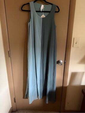 Wynne Layers Sleeveless Two-Tone Blue Maxi Dress - Elegant A-Line